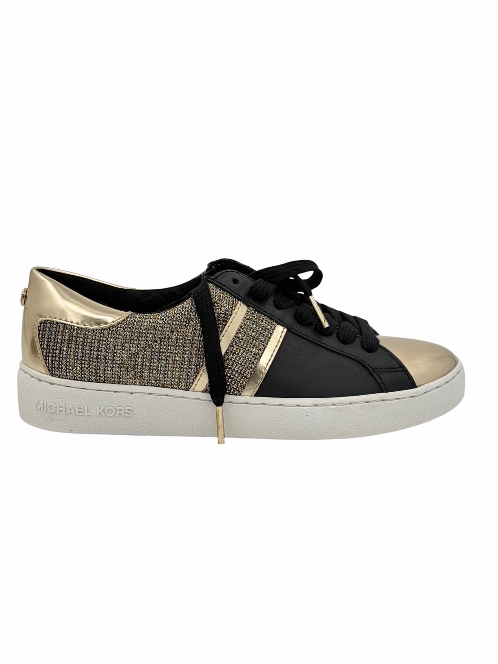 MK new Keaton Stripe Sneaker w/ Glitter Chain Mesh + Box - Picture 13 of 15